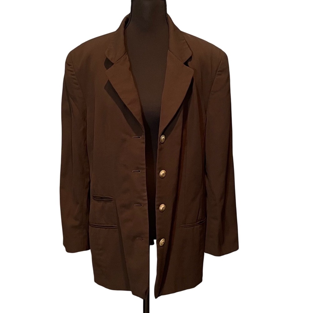 Brown 100% Wool Blazer Jacket Vintage 14 Dark Academia Liz Claiborne Collection